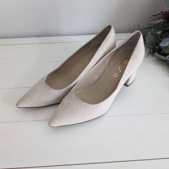 Unisa Unpallia Tan Nude Beige Pointed Toe Heels Size 9 - Picture 3 of 5
